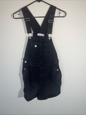 No Boundaries Black Denim Short Overalls Size XS